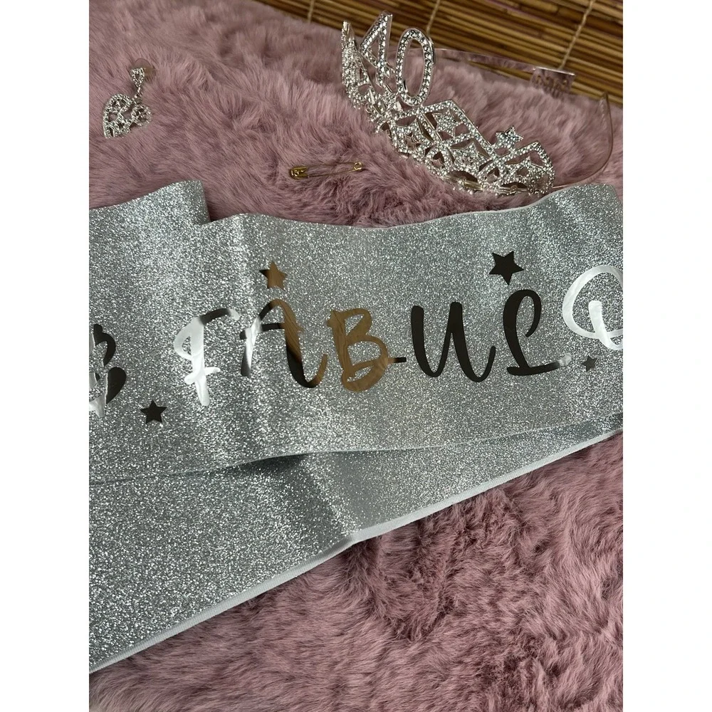 40th Birthday Sash with Rhinestone - Glamorous Silver  Gifts For Her‎